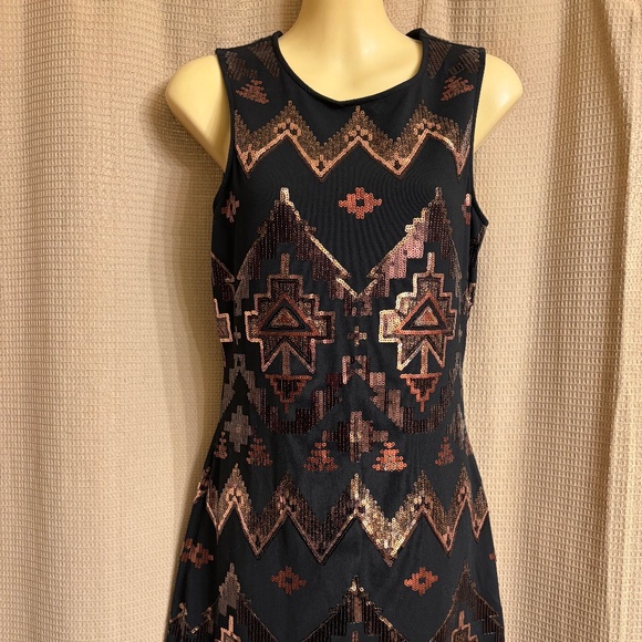 Express Black & Gold Sequin Dress Women's S/P - Picture 1 of 11